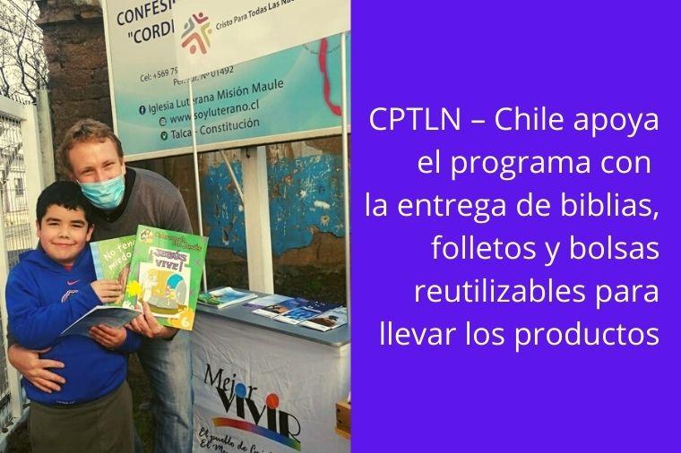 CPTLN – Chile apoya el programa con la entrega de biblias, folletos y bolsas reutilizables para llevar los productos
